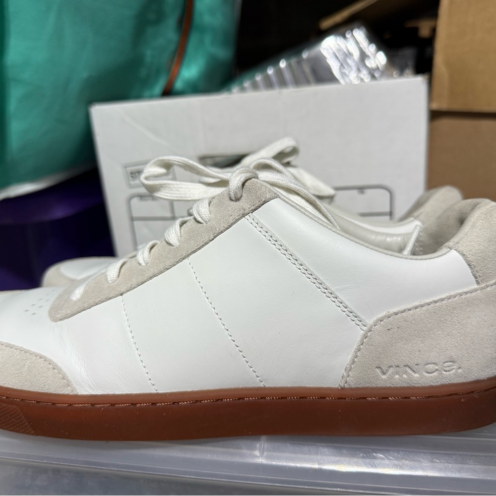 Vince Cream and Tan Sneakers
